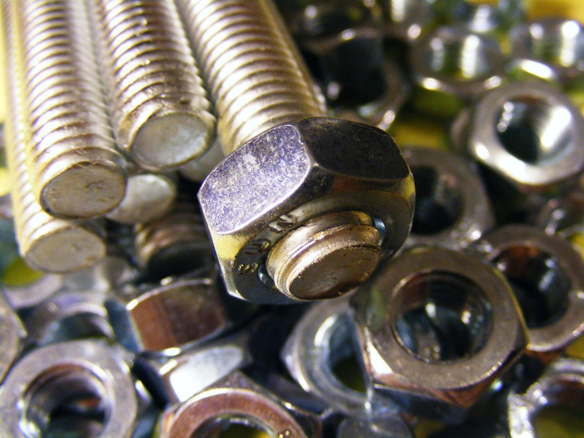 bolts nuts fasteners closeup